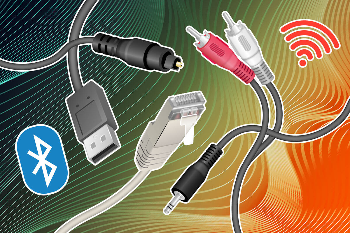 cd-player - collage verschiedener anschluesse