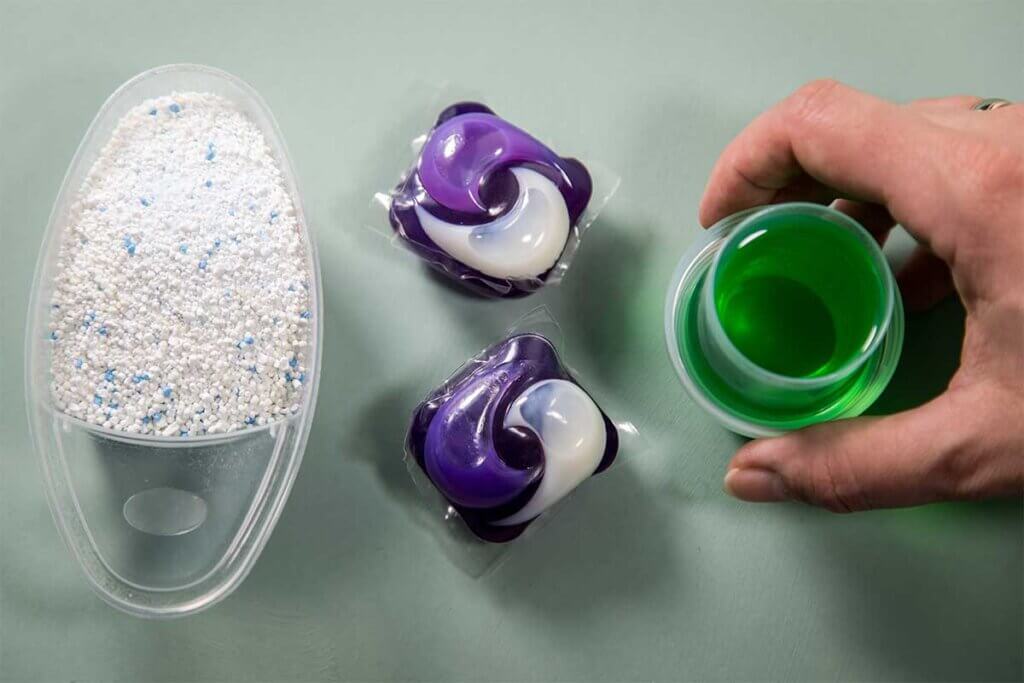 Pulver, Pods und Flüssig-Waschmittel