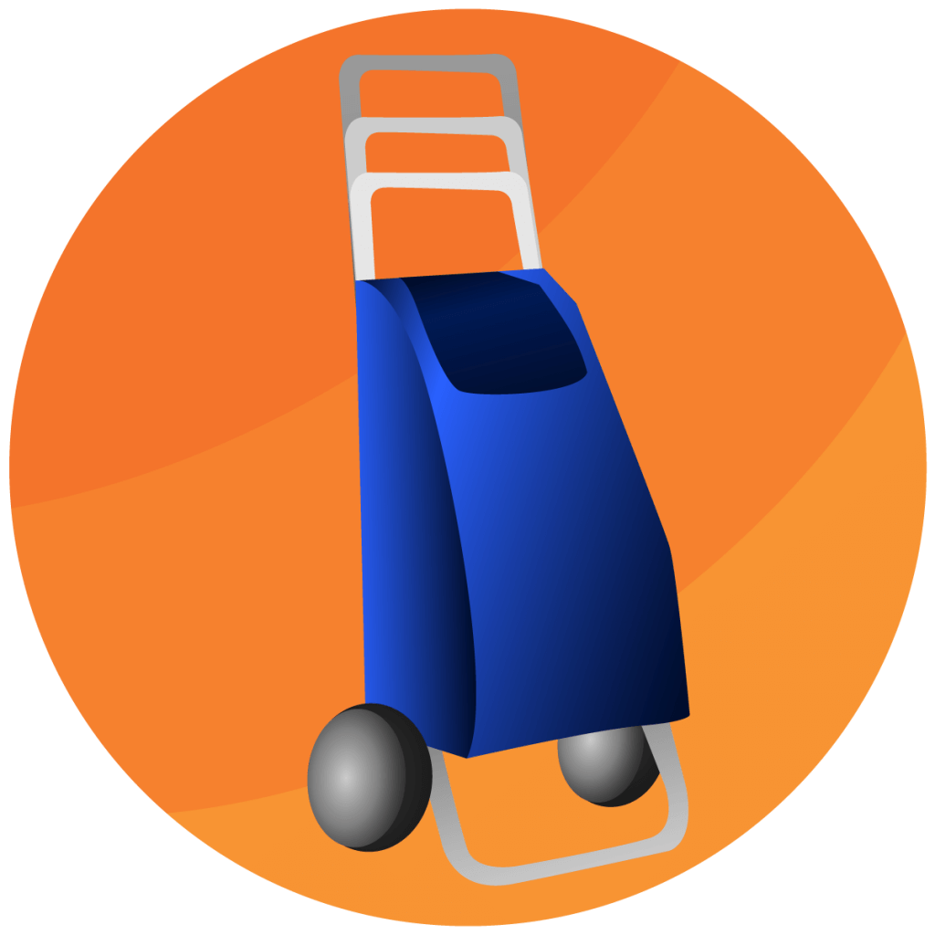 Symbol von einem Trolley mit hoehenverstellbarem Griff