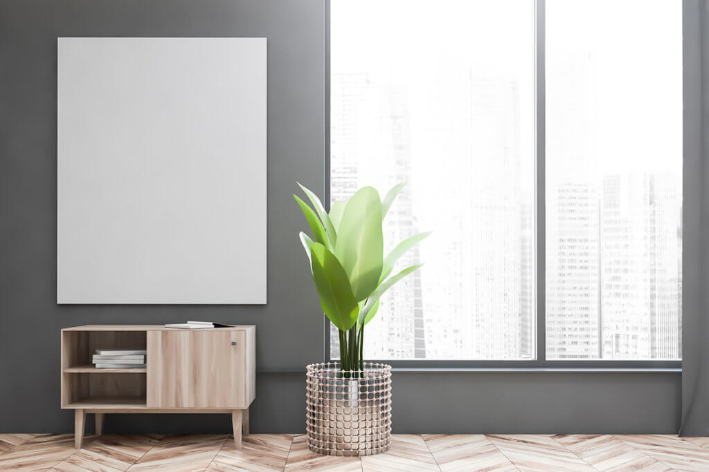 Infrarotheizung an Wand in Wohnzimmer