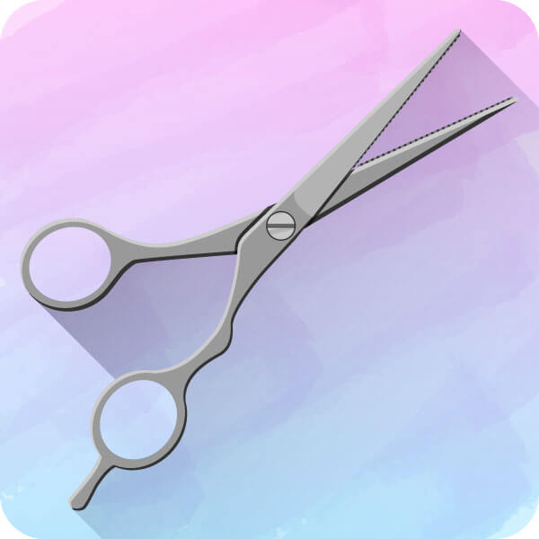 grafisches Element von einer Haarschneideschere mit Mikroverzahnung