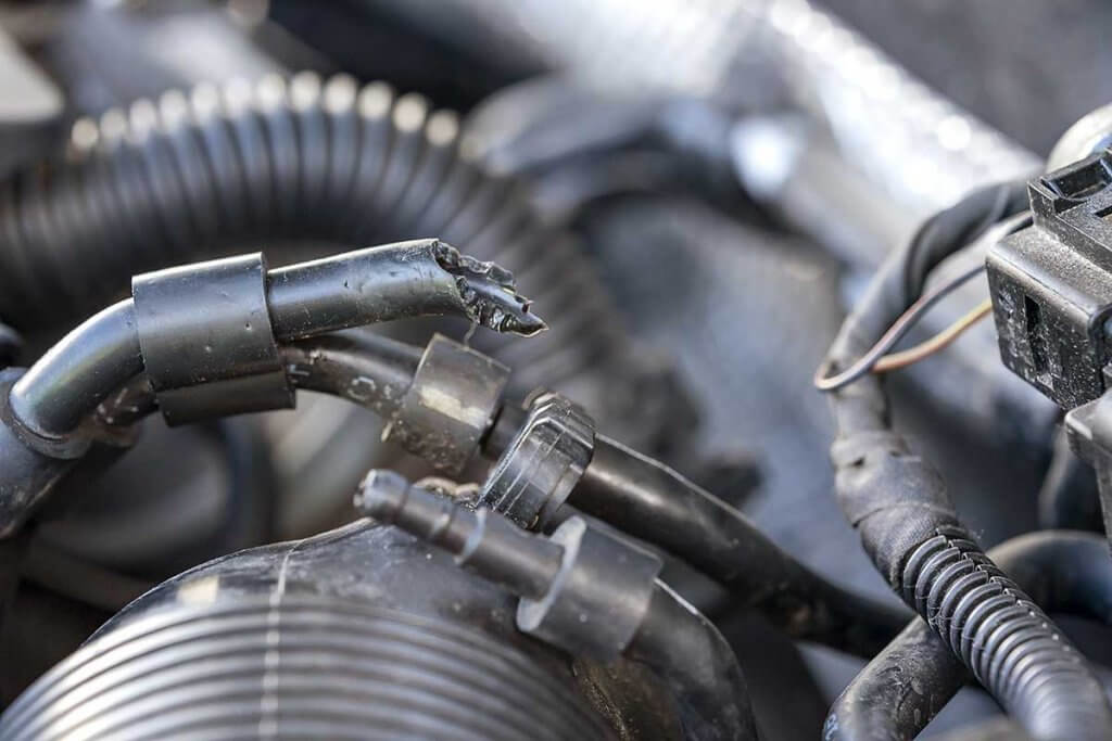 durchgebissenes Kabel in einem Motor