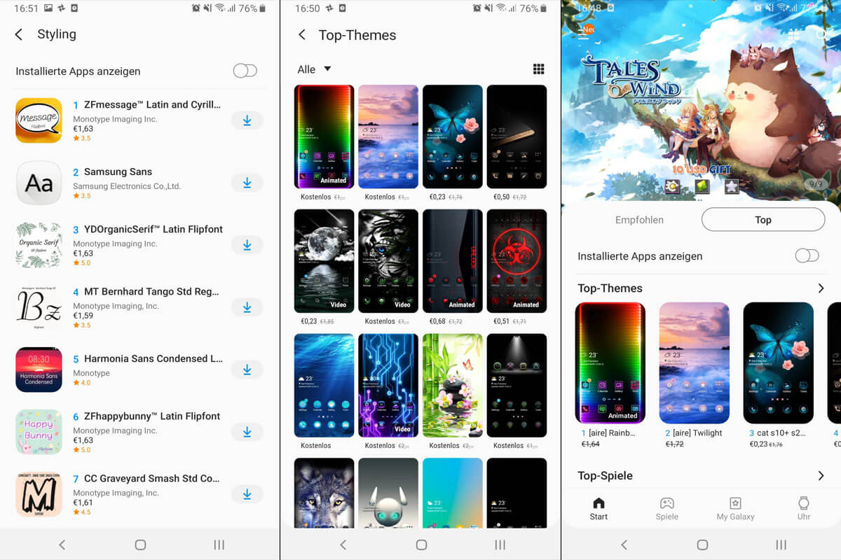 Screenshot vom GalaxyStore