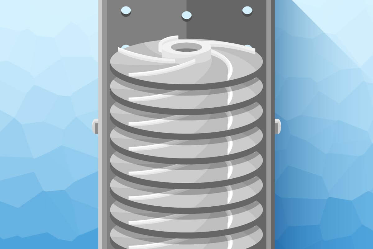 Die Anzahl der Pumpenraeder entscheidet über Druck und Wassermenge.