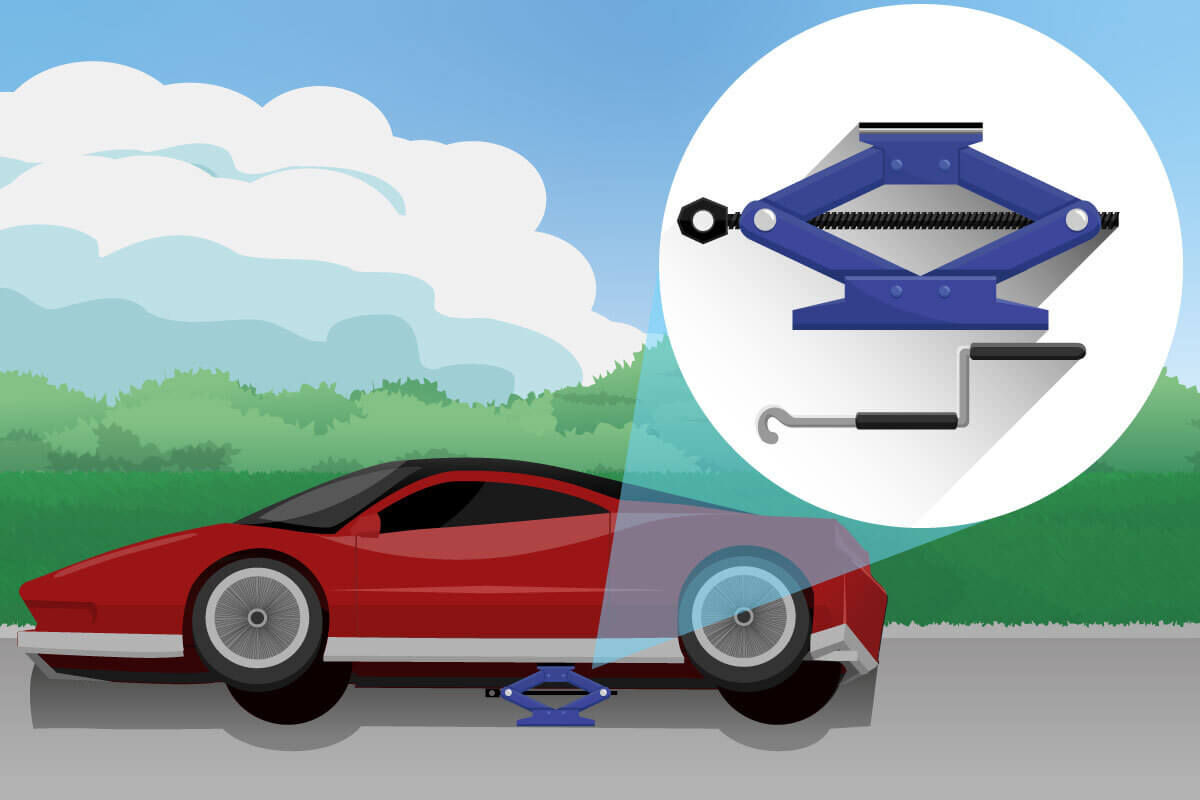 Scherenwagenheber unter einem Auto